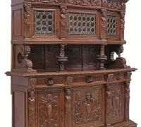 2T-GREAT  CARVED   ANTIQUE   BACK  BAR  -   Walnut-91"H  X 78" X 25" D-C. 1880