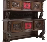 2U.....Italian Carved Walnut Renaissance Revival....1900... 78.25"h, 84.25"w, 23.5"d.