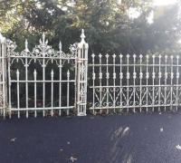 1K-1870-Ornate-Antique-iron-fence-60-ft-1-gate-14-matching-posts